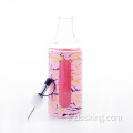 bouteille d&#39;huile en verre en plastique en marbre rose